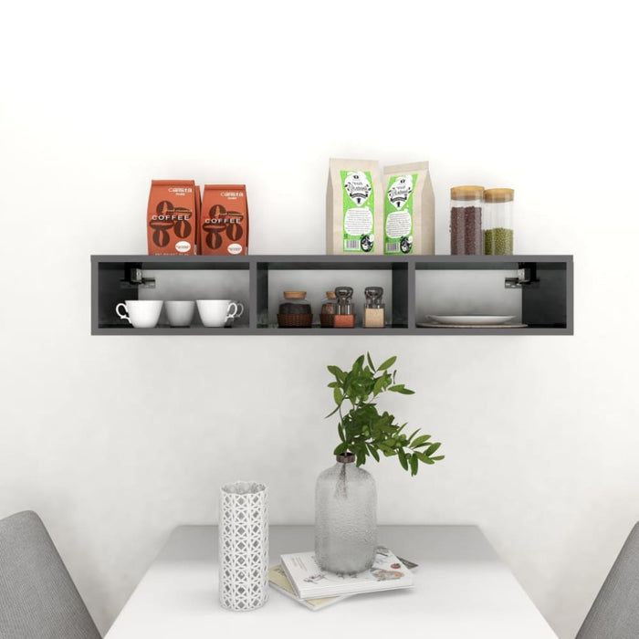 Wall Shelf Glossy Look Grey Chipboard Nblxpp