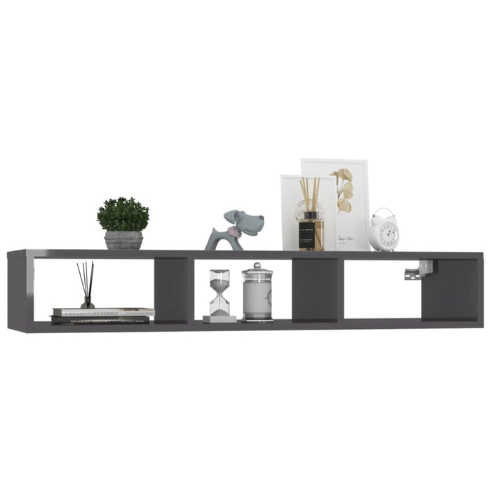 Wall Shelf Glossy Look Grey Chipboard Nblxpp