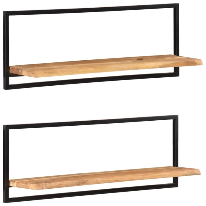 Wall Shelves 2 Pcs 100x24x35 Cm Solid Wood Acacia And Steel