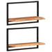 Wall Shelves 2 Pcs 60x25x35 Cm Solid Wood Acacia And Steel