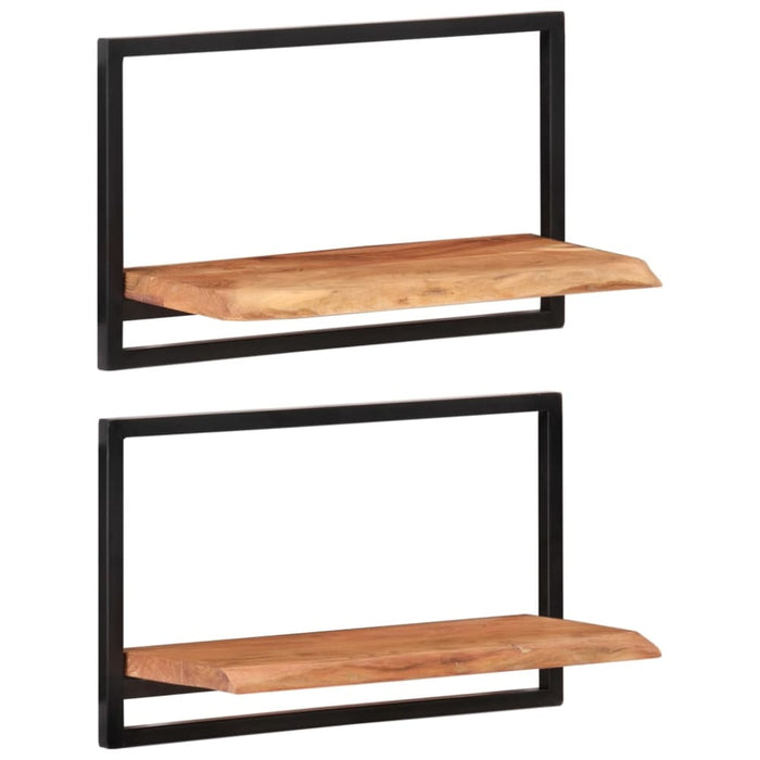 Wall Shelves 2 Pcs 60x25x35 Cm Solid Wood Acacia And Steel