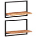 Wall Shelves 2 Pcs 60x25x35 Cm Solid Wood Acacia And Steel