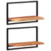 Wall Shelves 2 Pcs 60x25x35 Cm Solid Wood Acacia And Steel