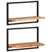 Wall Shelves 2 Pcs 60x25x35 Cm Solid Wood Acacia And Steel