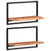 Wall Shelves 2 Pcs 60x25x35 Cm Solid Wood Acacia And Steel