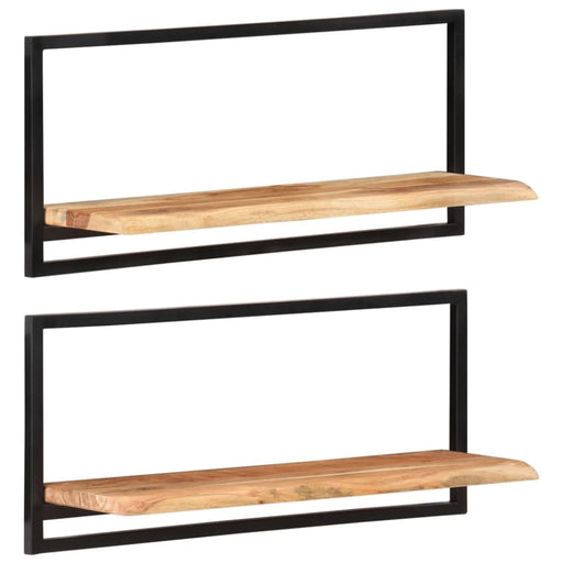 Wall Shelves 2 Pcs 80x25x35 Cm Solid Wood Acacia And Steel