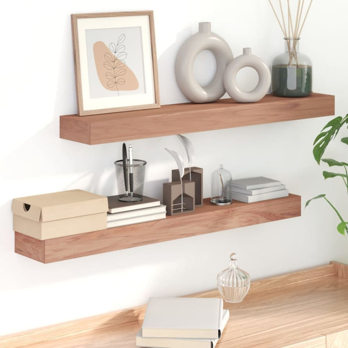 Wall Shelves 2 Pcs 90x15x6 Cm Solid Wood Teak Tabipl