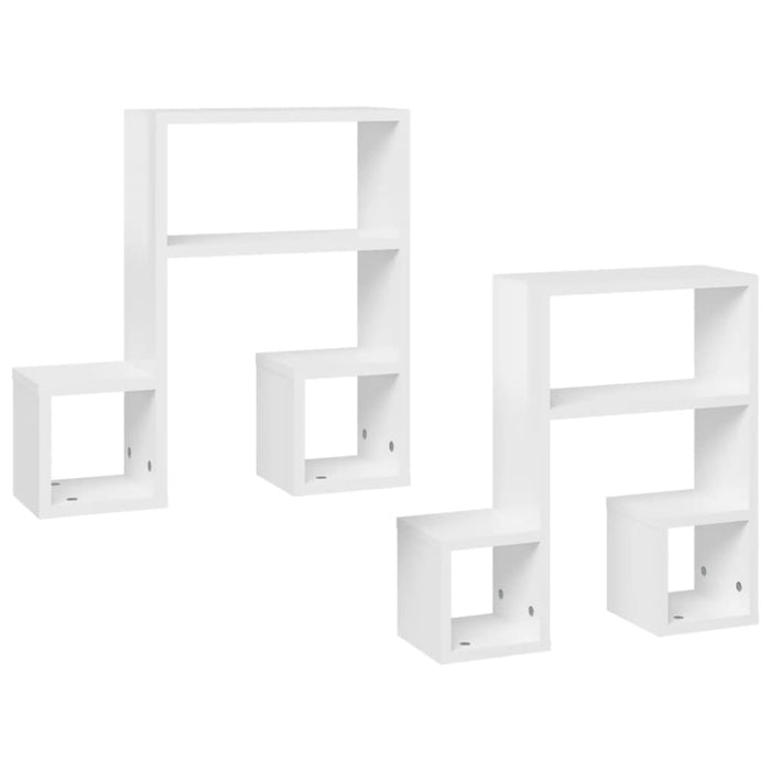 Wall Shelves 2 Pcs Glossy Look White 50x15x50 Cm Chipboard