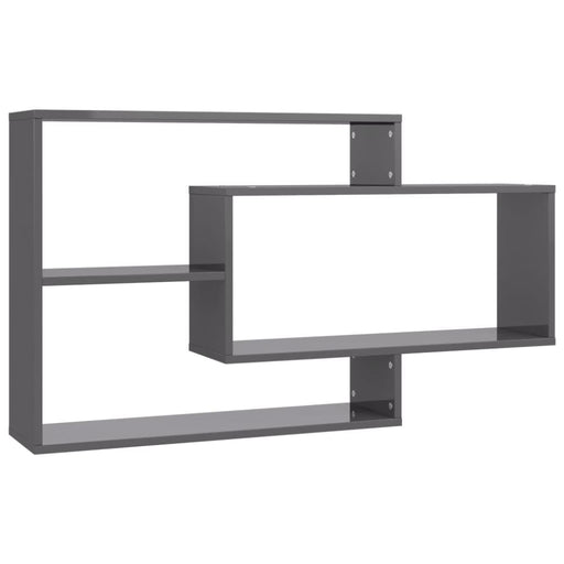 Wall Shelves Glossy Look Grey Chipboard Nbbttx