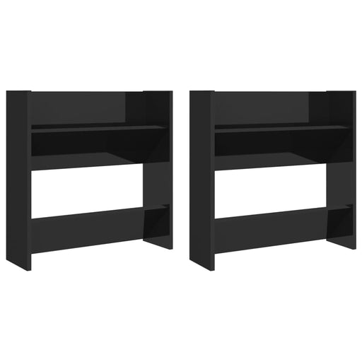 Wall Shoe Cabinets 2 Pcs Glossy Look Black 60x18x60 Cm