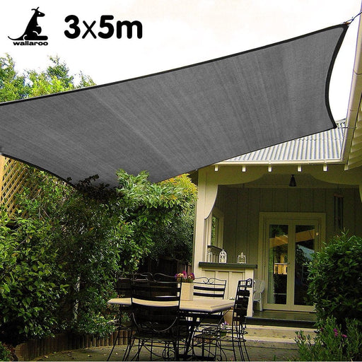 Wallaroo Rectangular Shade Sail 3m x 5m -grey