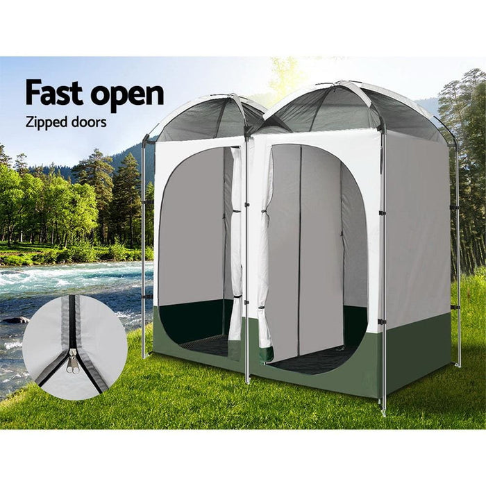 Weisshorn Double Camping Shower Toilet Tent Outdoor