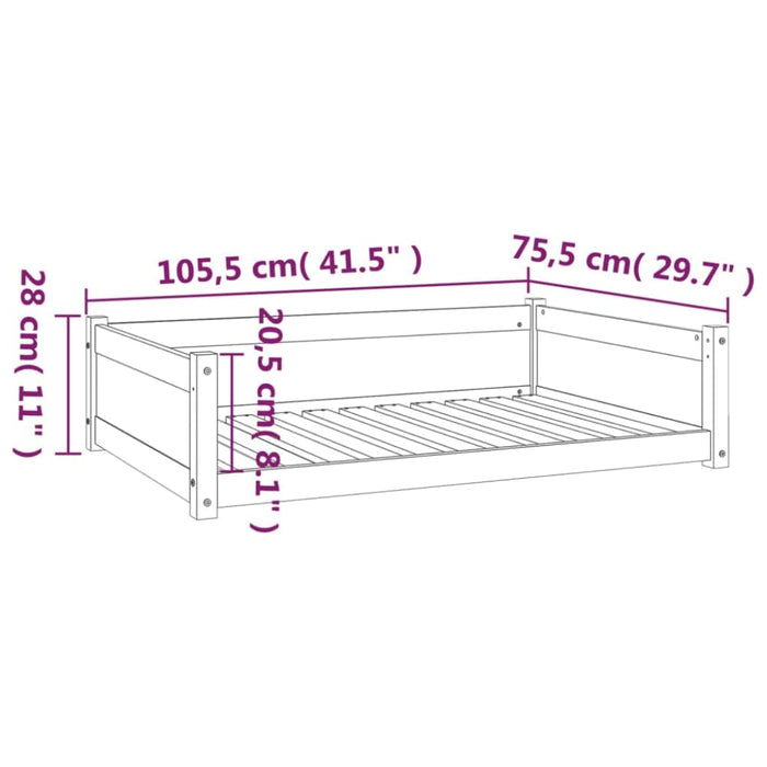 Dog Bed White 105.5x75.5x28 Cm Solid Pine Wood Nxoalt