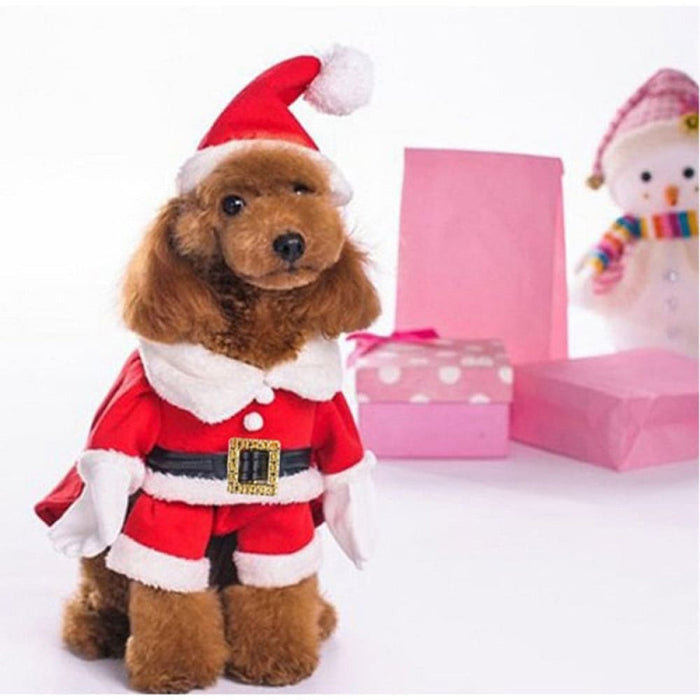 Winter Warm Cute Pet Santa Claus Xmas Suit With Cap For Dogs