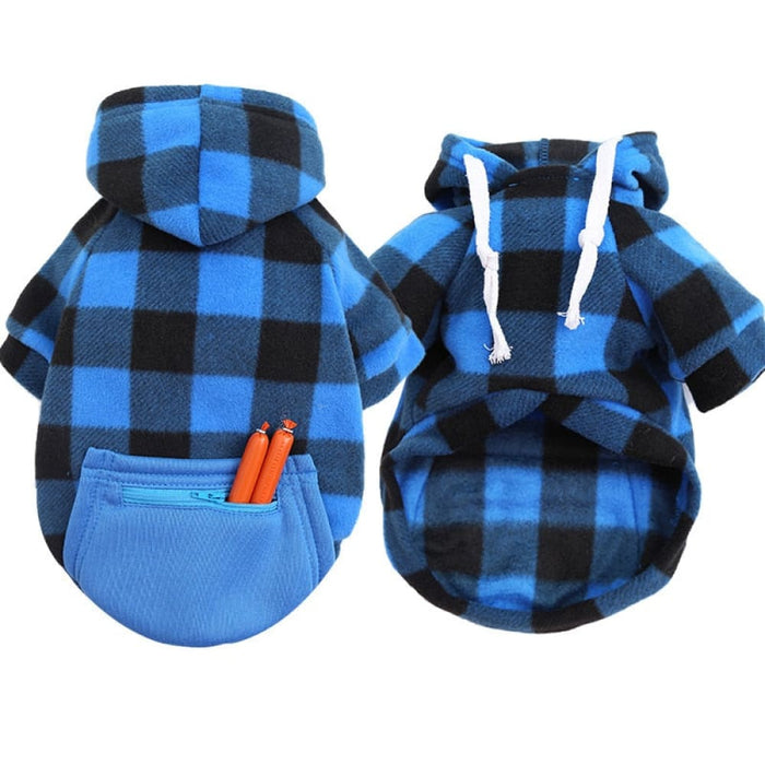 Winter Warm Plaid Hooded Sweatshirt With Pockets For Small