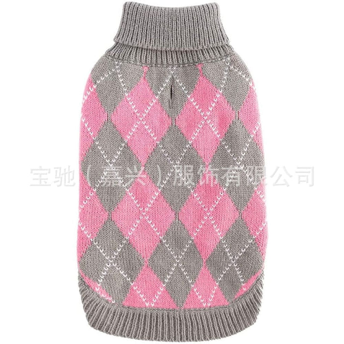 Winter Warm Turtleneck Knitwear Plaid Sweater For Small