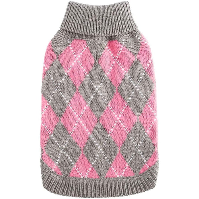 Winter Warm Turtleneck Knitwear Plaid Sweater For Small