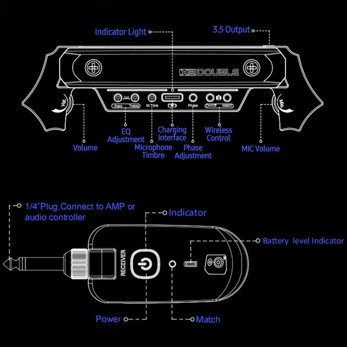 Wireless & Wired Acoustic Guitar Pickup System Electric