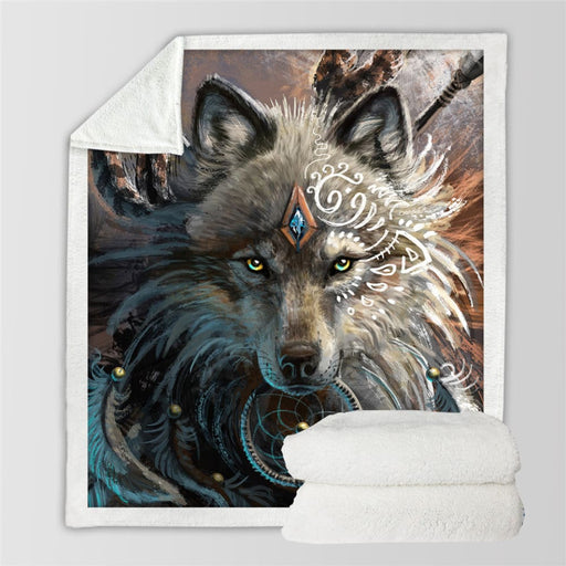 Wolf Warrior By Sunimaart Beds Blanket Soft Sherpa Fleece