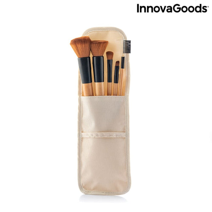 Set Of Wooden Make-up Brushes With Carry Case Miset