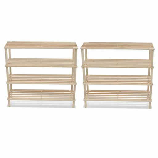 Wooden Shoe Rack 4-tier Shelf Storage 2 Pcs Xaobll