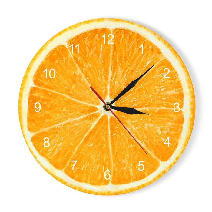 Yellow Lemon Fruit Wall Clock Lime Modern Kitchen Watch