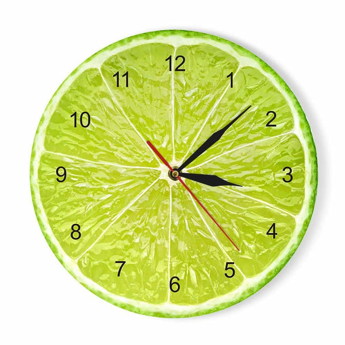 Yellow Lemon Fruit Wall Clock Lime Modern Kitchen Watch