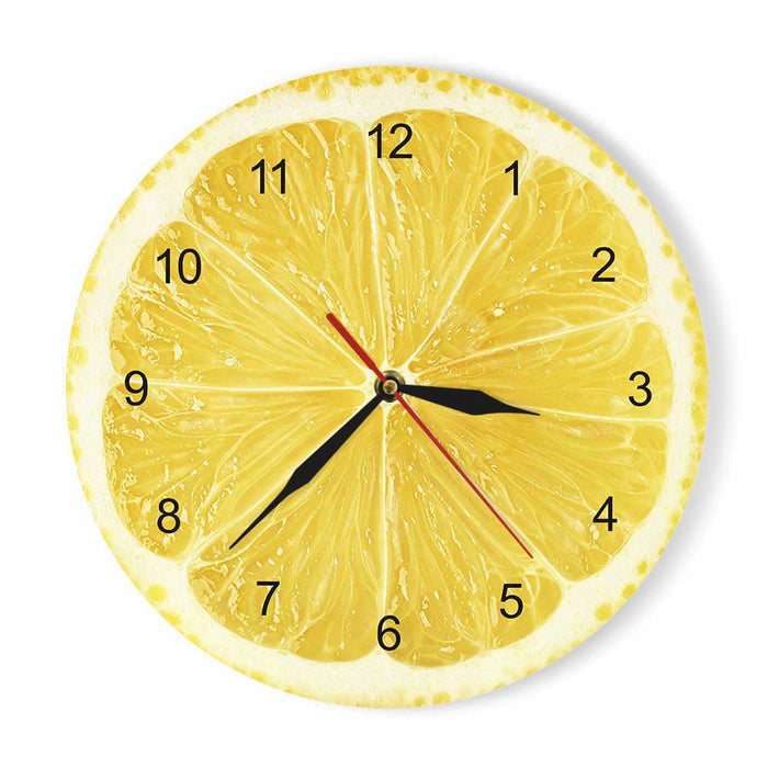 Yellow Lemon Fruit Wall Clock Lime Modern Kitchen Watch